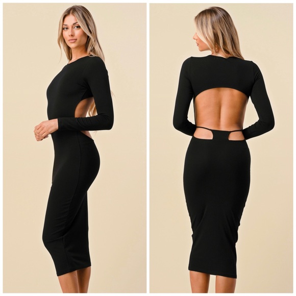 🆕Cut out back midi dress in black - Picture 3 of 4
